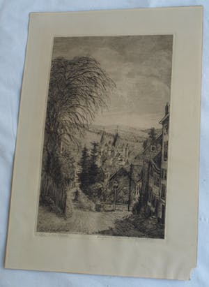 Eugene Rensburg - Ets , La Rue Brixhe, Spa, België – ca. 1910 kopen? Bied vanaf 20!