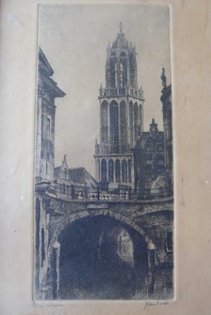 Jan Sirks - Ets , Dom te Utrecht– Gesigneerd & ingelijst kopen? Bied vanaf 25!