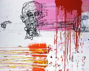 Rachid Ben Ali - Gemengde techniek op doek, Zonder titel (Groot) verkocht voor € 300!