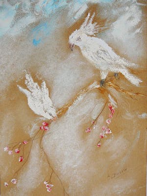 Tinus van Doorn - Tropische vogels op bloesemtak kopen? Bied vanaf 95!