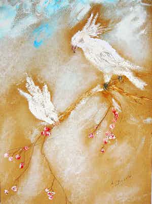 Tinus van Doorn - Tropische vogels op bloesemtak verkocht voor € 95!