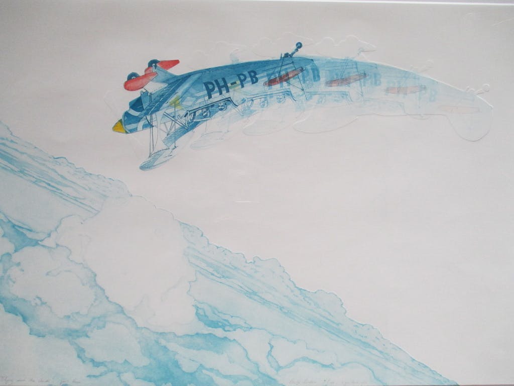 Leentje Linders - grote ets "Flying above the clouds part three" in Barth lijst verkocht voor € 60!