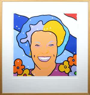 Shunyam - Zeefdruk, Royal smile - Ingelijst verkocht voor € 60!