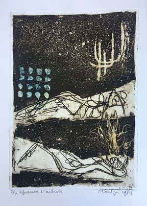 Jan Montyn - ets uit 1964 'Image of Dylan Thomas'+ handgeschreven gedicht - oplage 7 ex. verkocht voor € 115!