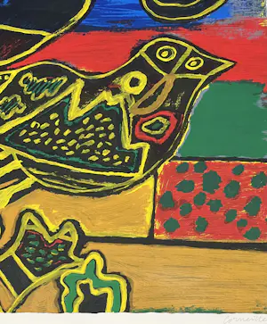 Corneille - Zeefdruk Oiseau Cobra né du paysage 1992 kopen? Bied vanaf 450!