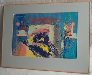 Emeke Buitelaar - Litho of monoprint? , Abstracte voorstelling – gesigneerd & ingelijst – 1988 kopen? Bied vanaf 40!