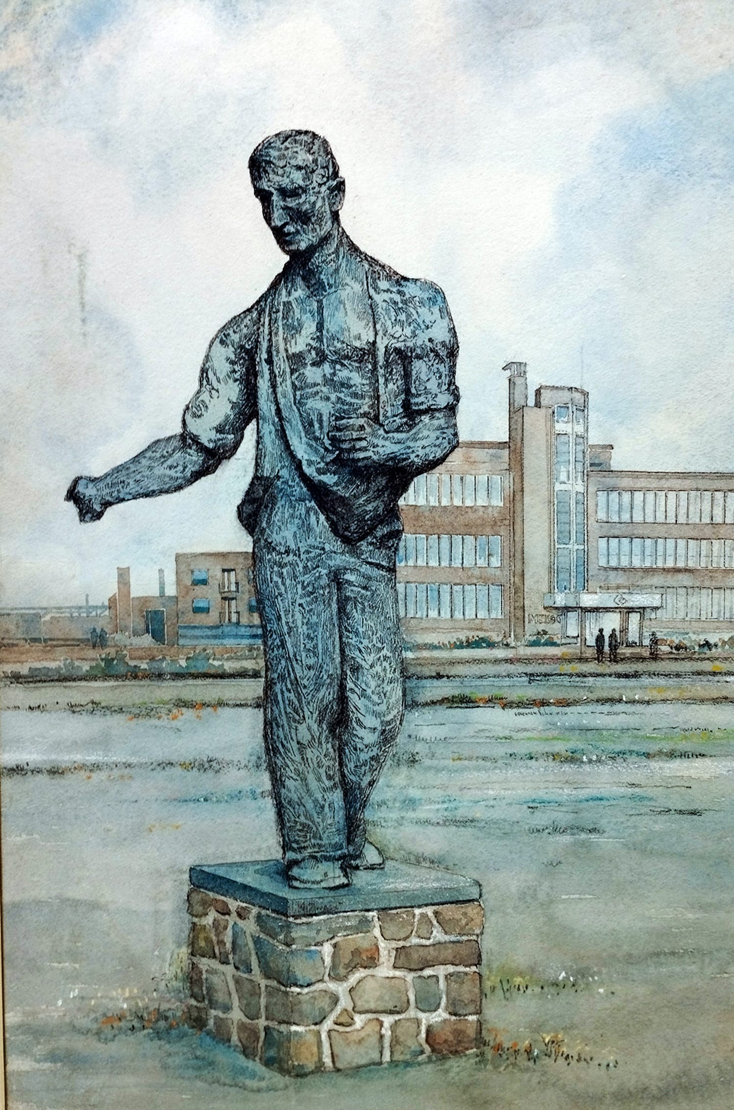 Poppe Damave - De Houtwerker -aquarel- verkocht voor € 75!