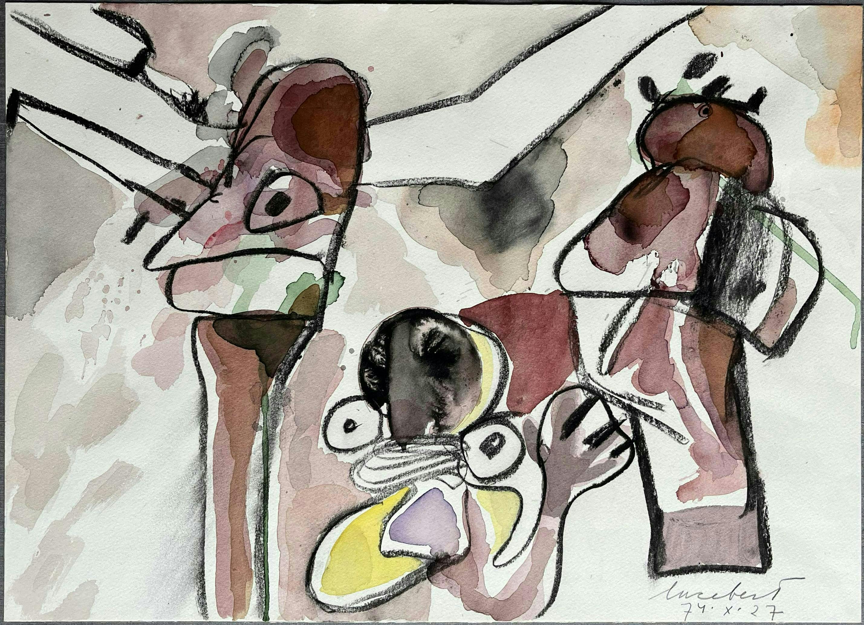 Buy Lucebert - AQUAREL / TEKENING - 1974? Bid from 1495!