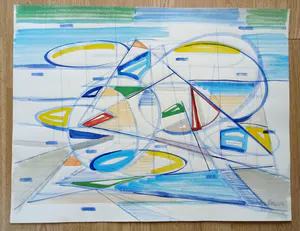 Gillis van Oosten - Abstracte compositie met boten en masten kopen? Bied vanaf 60!