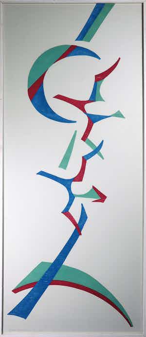 Paul Overhaus - Houtsnede op Japans papier, Vogels in vlucht - Ingelijst (Zeer groot en zwaar) verkocht voor € 1!