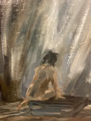 Jan van Dis - Fantastisch-realistische scène zittend naakt kopen? Bied vanaf 299!