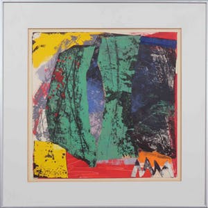 Bep Toscani - Gemengde techniek op papier, Z.T. Abstracte collage - Ingelijst kopen? Bied vanaf 35!