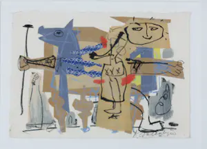 Kees Salentijn - Gemengde techniek op papier (diptiek), Zonder titel - Ingelijst kopen? Bied vanaf 100!