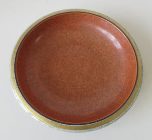 Royal Copenhagen - Art deco oranje porseleinen craquele schaal - ontwerp Thorkild Olsen kopen? Bied vanaf 40!