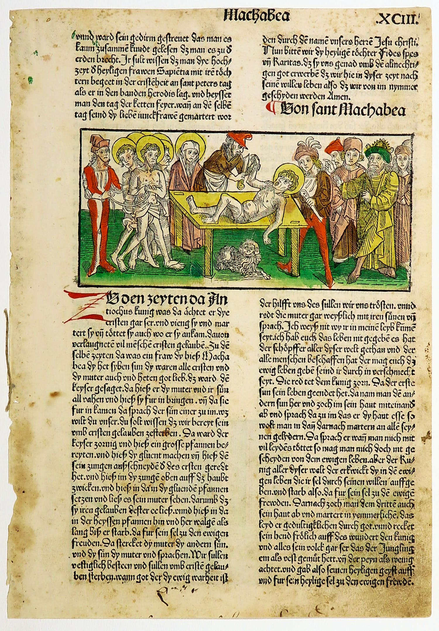 Anton Koberger - Wiegedruk en houtsnede, Blad uit de Legenda aurea, 'Machabea' kopen? Bied vanaf 1!