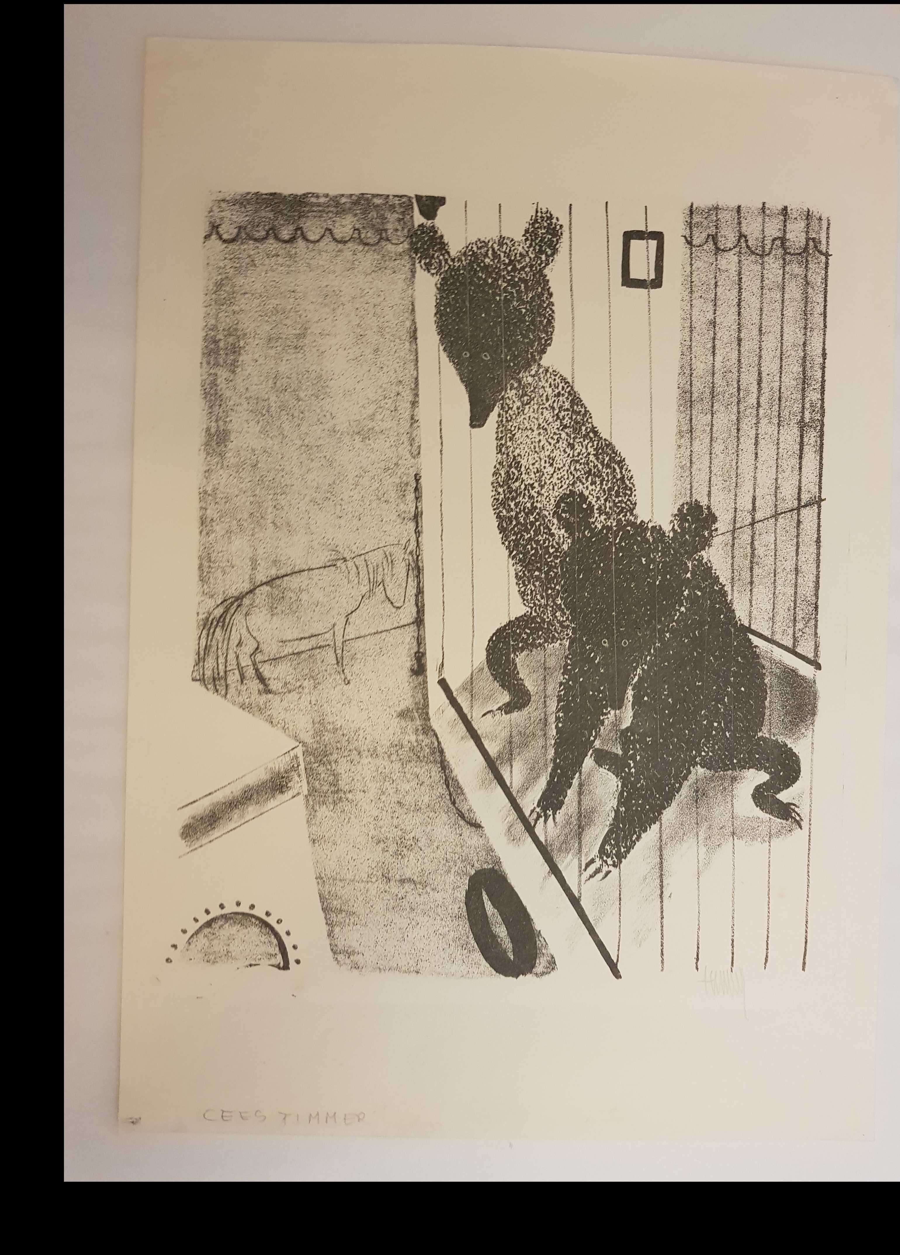 Kees Timmer - 'Berenkooi circus’, litho, 1947 verkocht voor € 99!