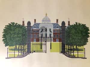 Sees Vlag - s-Gravenhage - Huis ten Bosch - Zeefdruk, Ingelijst verkocht voor € 100!