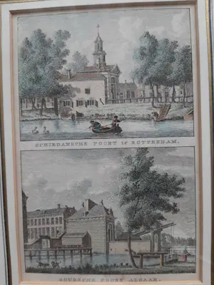 Carel Frederik Bendorp (I) - 1793. Rotterdam. Schiedamsche Poort en Goudsche Poort kaufen? Bieten Sie von 30!