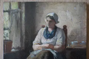 Henri Bource - Zeeuwse vissers vrouw in interieur. kopen? Bied vanaf 110!