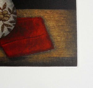 Tomoe Yokoi - Stilleven met Sakebottle - mezzotint-ets - handgesigneerd - genummerd 16/150 kopen? Bied vanaf 225!