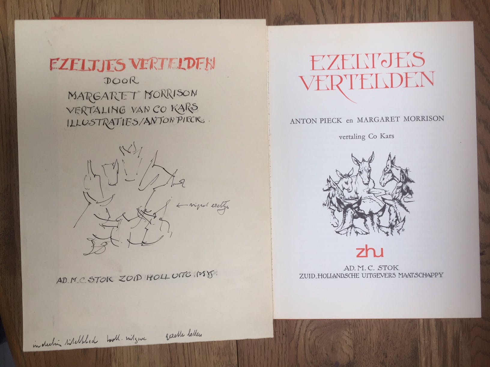 Anton Pieck - Origineel schetsontwerp voor titelblad 'Ezeltjes vertelden' - 1949 kopen? Bied vanaf 150!