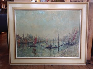 Johannes van Lingen - C879-3, Boten op het water met zicht op Venetië kopen? Bied vanaf 120!