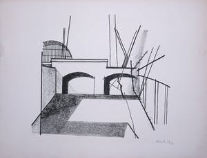 Niet of onleesbaar gesigneerd - Lot van twee lino's, Geabstraheerde composities kopen? Bied vanaf 1!