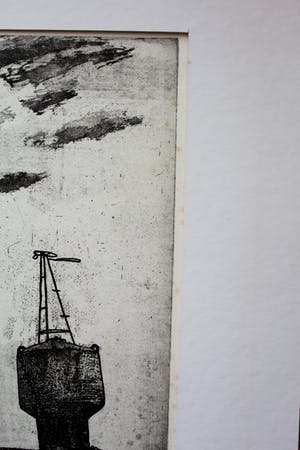 Herman Berserik - sepia ets: zelfportret bij boeien - 1982 kopen? Bied vanaf 45!