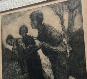 Dirk Boode - Voedselhalers winter 1944-45 | historische ets - ingelijst kopen? Bied vanaf 49!