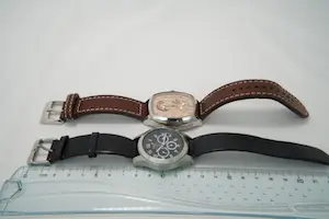 61 - Twee Stalen Unisex polshorloges met lederenbanden Fossil/Trail Automaten kopen? Bied vanaf 20!