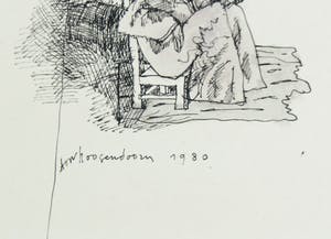 Ton Hoogendoorn - Pentekening, Dans om de vogel kopen? Bied vanaf 40!