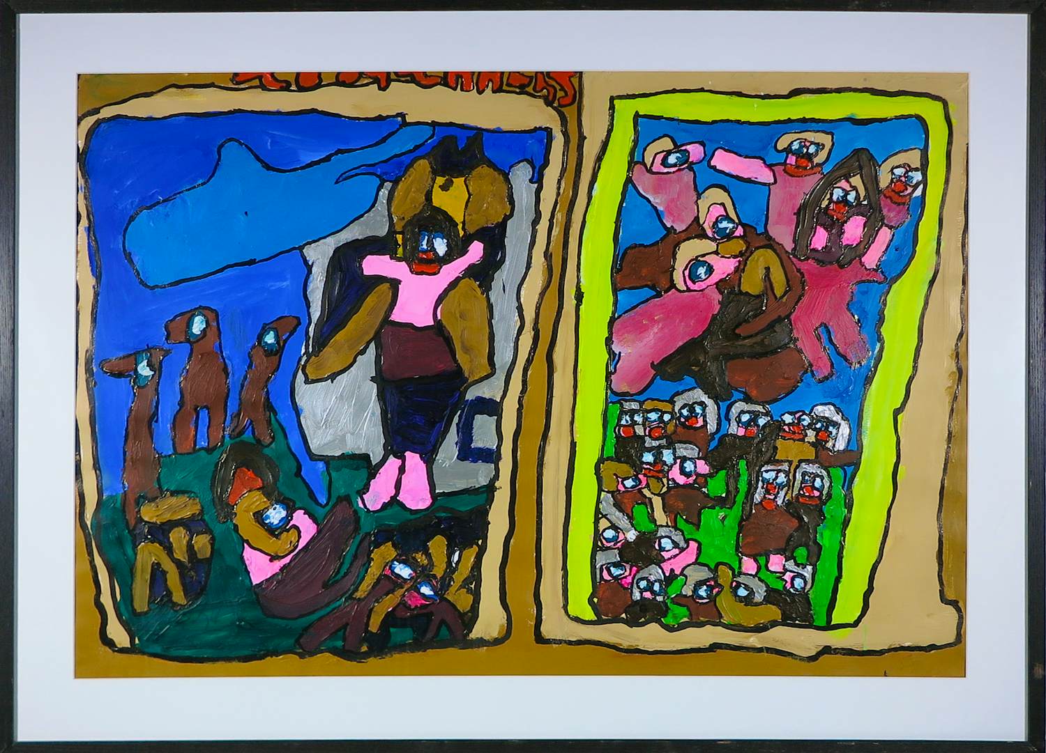 Hans Hartman - Acryl op papier, Zonder titel - Ingelijst kopen? Bied vanaf 60!