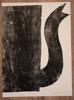 Klaas Gubbels - grote houtsnede - kan -1990 kopen? Bied vanaf 395!