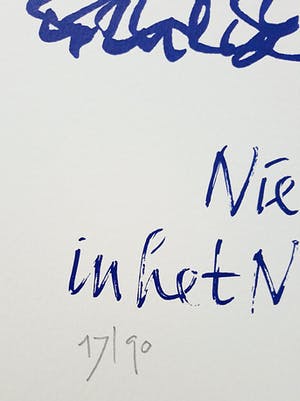 Simon Vinkenoog - Niemand ontvalt je in het Niets dat overblijft, zeefdruk kaufen? Bieten Sie von 80!