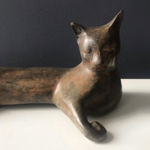 Pierre Chenet - Mooi bronzen beeld - poes - Met stempel van de fonderie Chenet kopen? Bied vanaf 185!