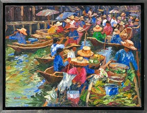 Niet of onleesbaar gesigneerd - Acryl op doek, Watermarkt - Ingelijst kopen? Bied vanaf 1!