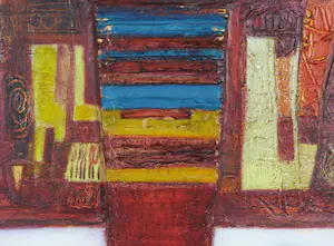 Bert Grotjohann - Gemengde techniek op doek, De vrolijke stad II - Ingelijst (Groot) kopen? Bied vanaf 100!