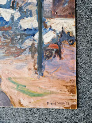 Rudi Bierman - Fraai -1953- expressionistisch olieverf "zomeravond te Amsterdam" GROOT!! kopen? Bied vanaf 56!