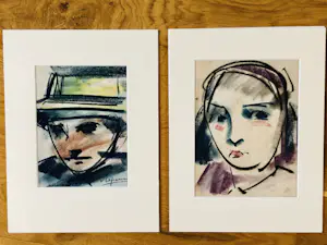 Hans van Ieperen - Twee portretten in pastel kopen? Bied vanaf 150!