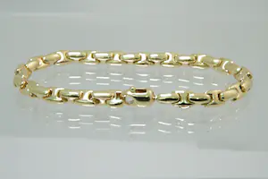 Acheter93 - Mooie 18 karaats geel-gouden dames armband met gepolijste anker schakels? Enchérissez de 970!