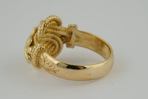 1574 - Surinaams 18 krt geel goud & diamanten mattenklopper ring - herenmodel kopen? Bied vanaf 650!