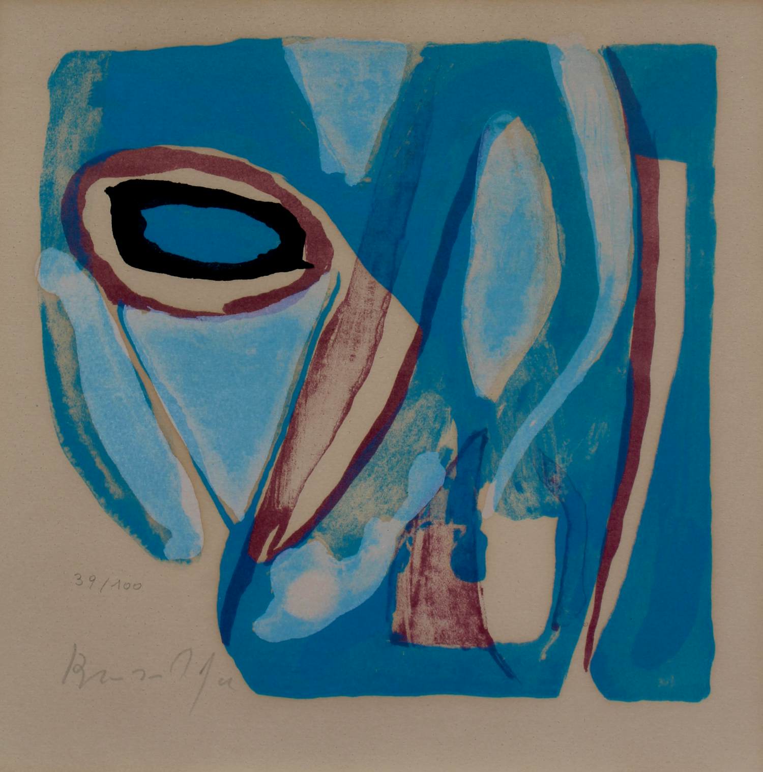 Bram van Velde - Ingelijste kleuren litho - 1975 verkocht voor € 299!