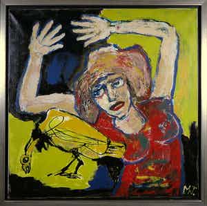 Martin van Wordragen - Olieverf op doek, Dans om de gouden vogel - Ingelijst (Groot) verkocht voor € 250!