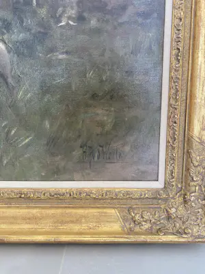 Herman van der Weele - 1852-1930, herder met schaapskudde op de hei. Olieverf op doek 58,7 x 86,9 cm. kopen? Bied vanaf 1200!