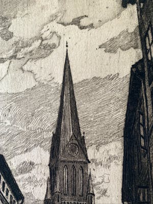 Niet of onleesbaar gesigneerd - Gezicht op de dom van Schwerin kopen? Bied vanaf 1!