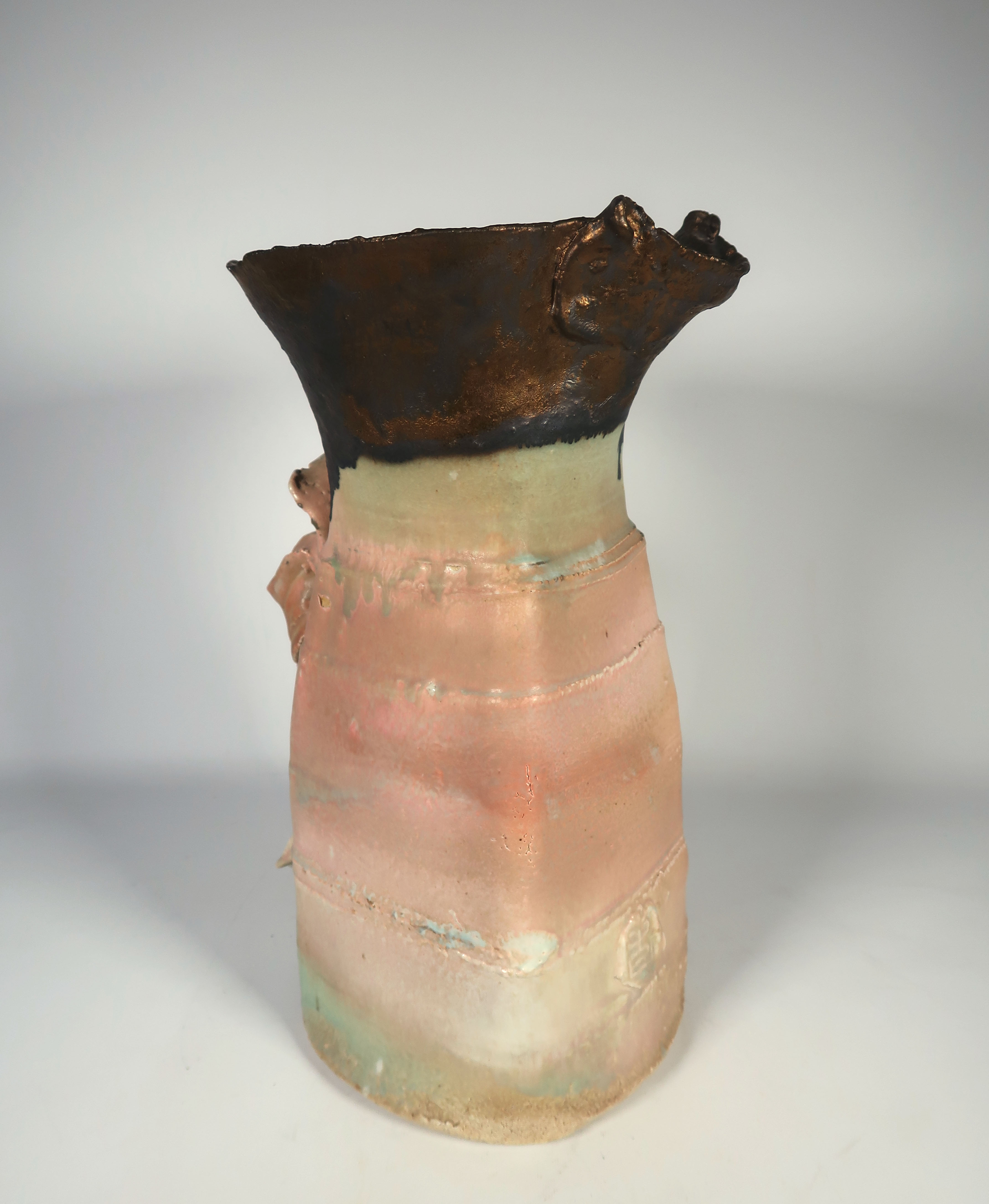 Colin Pearson - Keramiek, Groen en roze geglazuurde kan kopen? Bied vanaf 350!