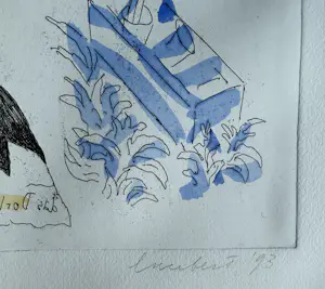 Lucebert - Ets met aquarel | 'Das Dorli, naar Ernst Ludwig Kirchner' | 1993 kopen? Bied vanaf 200!