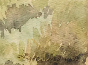 Lies Veenhoven - Waaldijk bij Neerrijnen - Aquarel kopen? Bied vanaf 1!