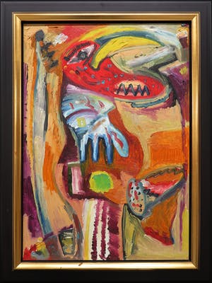 Wim Izaks - Expressionistische compositie op paneel - Ingelijst kopen? Bied vanaf 500!