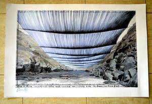 Christo - Over The River- offset op gehamerd karton handgesigneerd kopen? Bied vanaf 230!